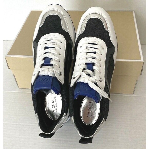 New Michael Kors Wilma Trainer Pixie Fine Glitter sneakers US size 6 Black White - Picture 4 of 9